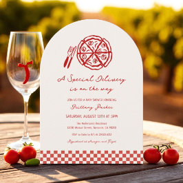 Arch Speciell Delivery Pizza Baby Shower Inbjudningar