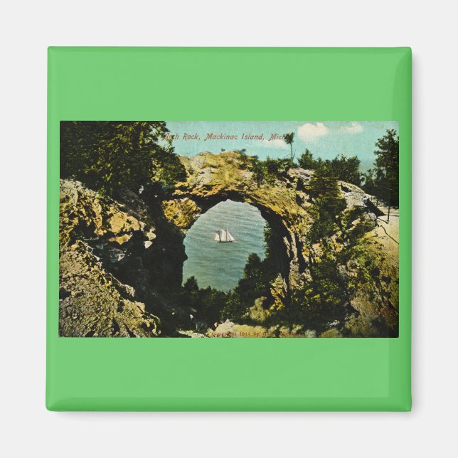 Arch Sten Mackinac Island, Michigan 1911 Magnet (Framsidan)