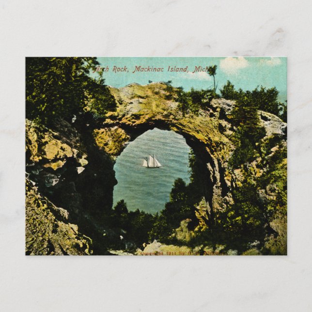 Arch Sten Mackinac Island, Michigan 1911 Vykort (Framsida)