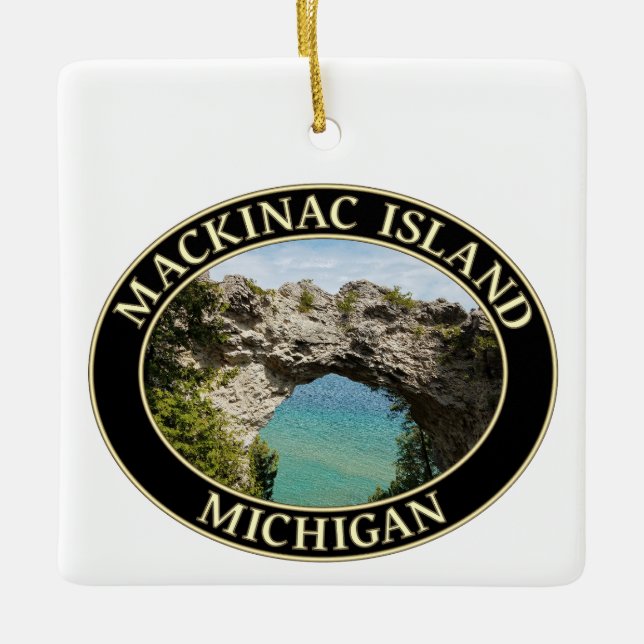 Arch Sten på Mackinac-ön Michigan Julgransprydnad Keramik (Framsida)