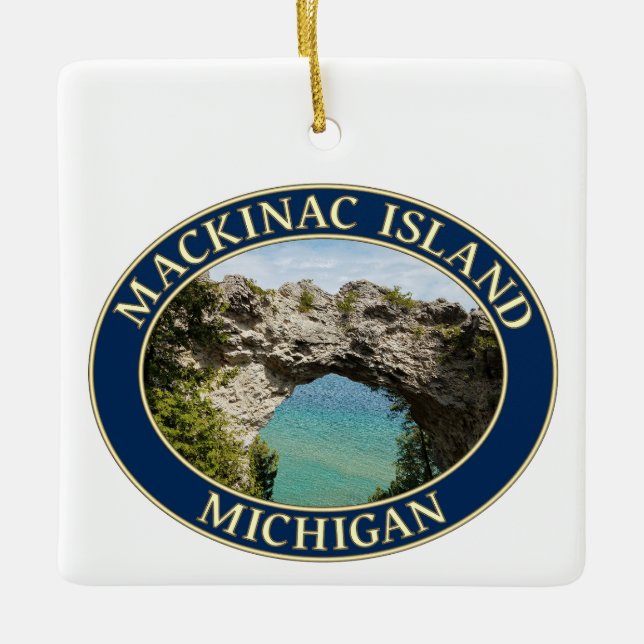 Arch Sten på Mackinac-ön Michigan Julgransprydnad Keramik (Framsida)