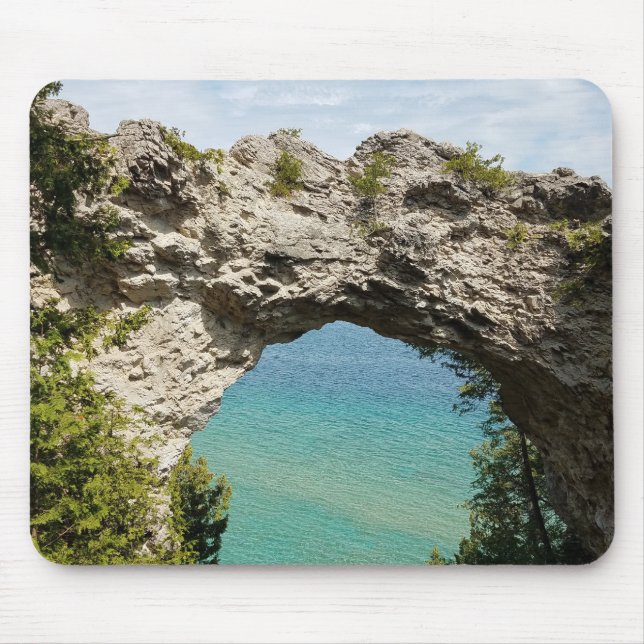 Arch Sten på Mackinac-ön Michigan Musmatta (Framsidan)