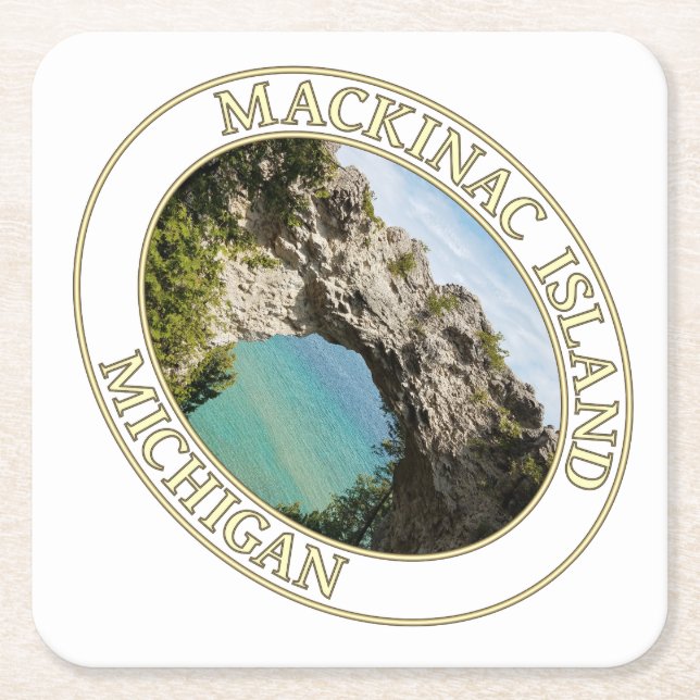 Arch Sten på Mackinac-ön Michigan Underlägg Papper Kvadrat (Framsidan)