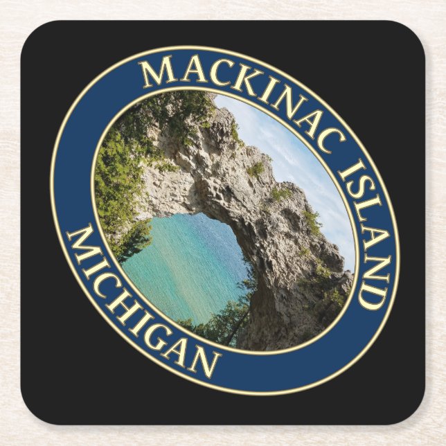 Arch Sten på Mackinac-ön Michigan Underlägg Papper Kvadrat (Framsidan)