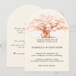 Arch Sunset Olive Tree Destination Wedding Inbjudningar