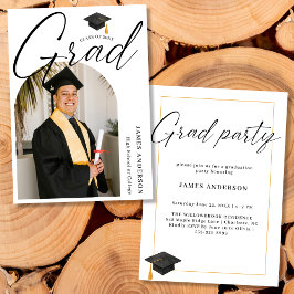 Arch Trendy Modern Script Photo Graduation Party Inbjudningar
