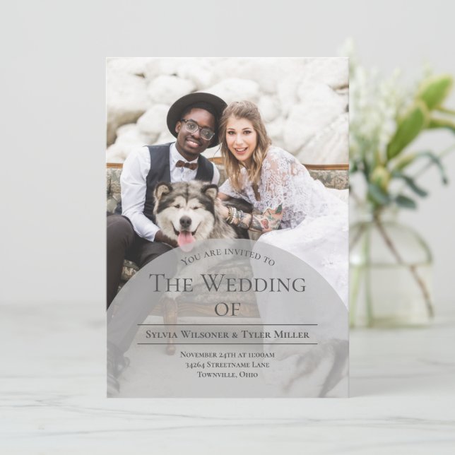 Arch Typography Photo Bröllop Inbjudningar (Stående Fram)