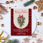 Arch vintage träd rödbuffel plaid christmas vykort<br><div class="desc">Stjärt vintage gräs träd-rött buffel plaid christmas Postcard</div>