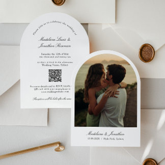 Arch Wedding-inbjudan med foto och QR-kod Inbjudningar