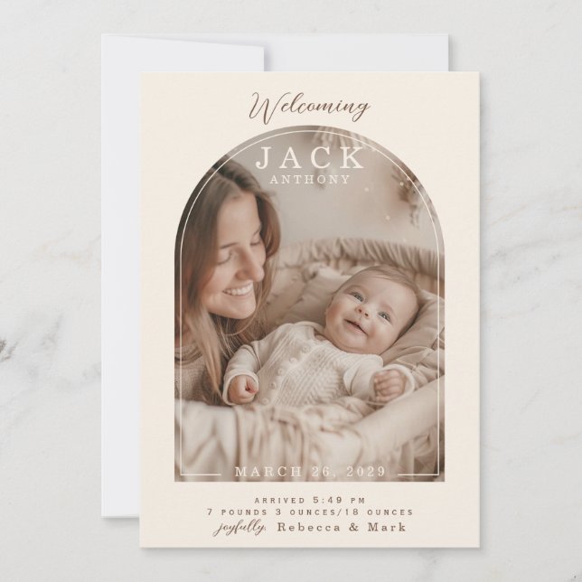 Arch Window Flat Announcement Card Meddelande (Framsida)