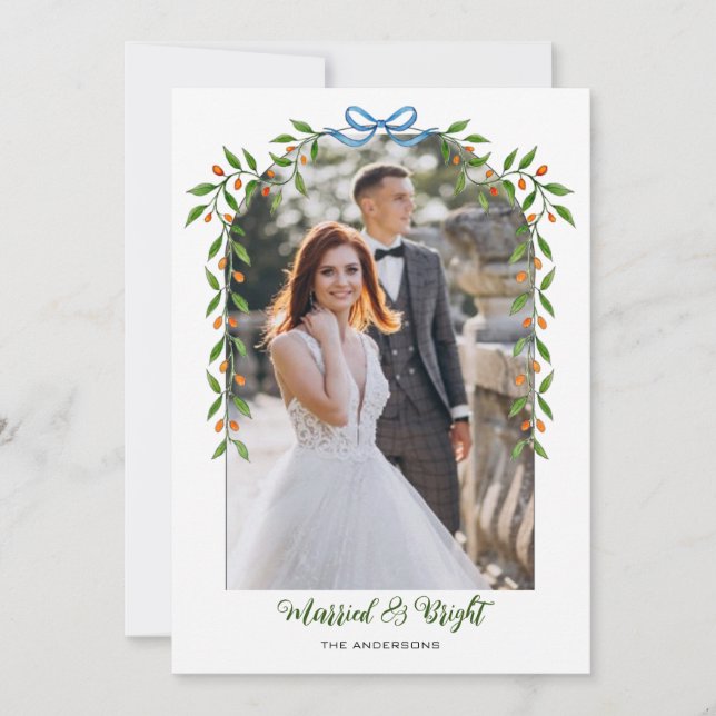 Arch with Bow & Garland Christmas Photo  Meddelande (Framsida)