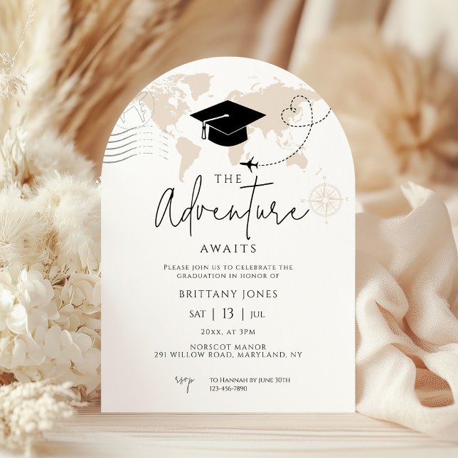 Arch World Map-resan börjar Examen Inbjudningar (Skapare uppladdad)