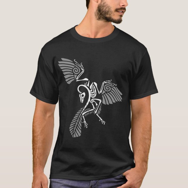 Archaeopteryx Skeleton Glyph - T Shirt (Framsida)
