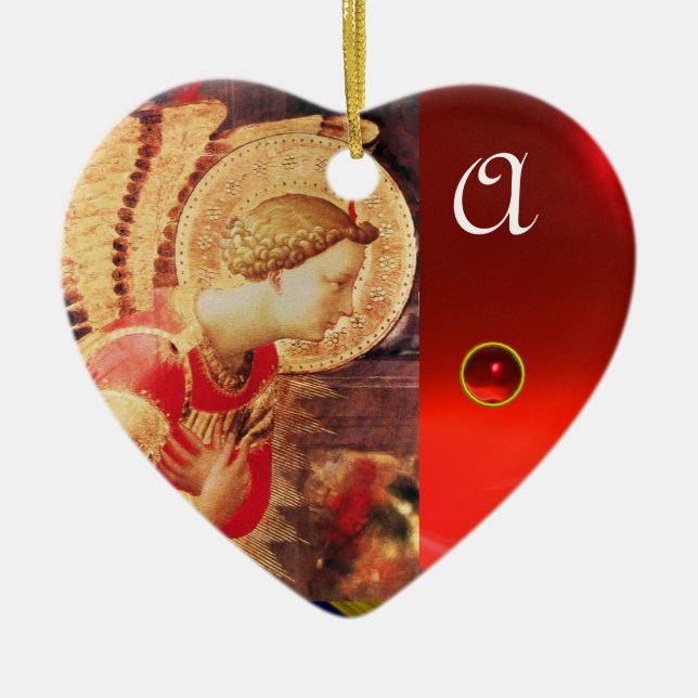 ARCHANGEL GABRIE Heart Gemstone Monogram Julgransprydnad Keramik (Framsidan)