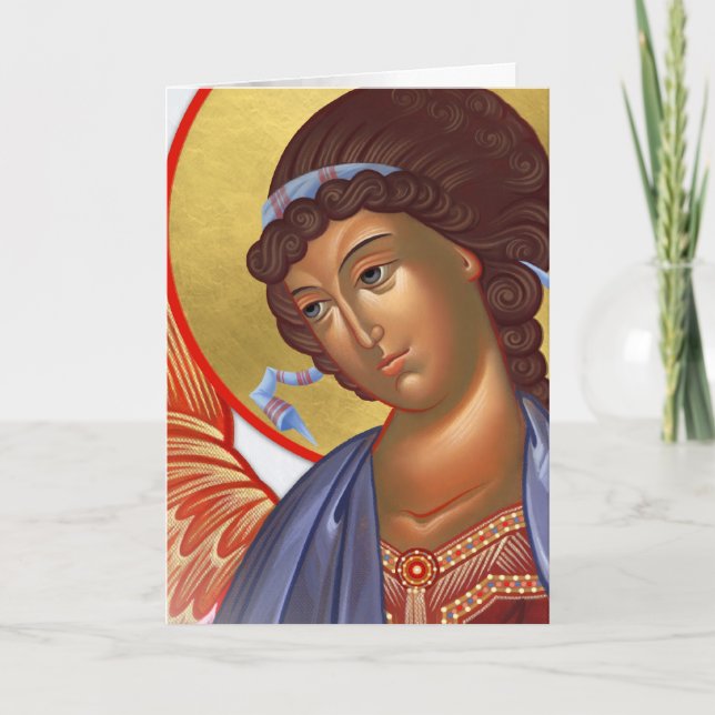 Archangel Gabriel med Kristus och Mor av Gud Kort (Framsida)