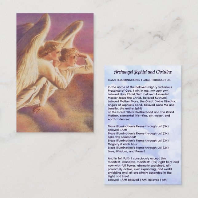 Archangel Jophiel och Christine Visitkort (Fram/baksida)