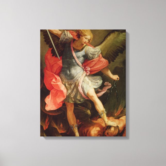 Archangel Michael besegrade Satan Canvastryck (Framsida)