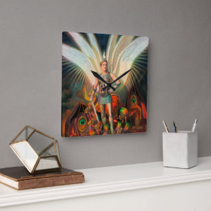 Archangel Michael Defeaterna Dragon Fyrkantig Klocka