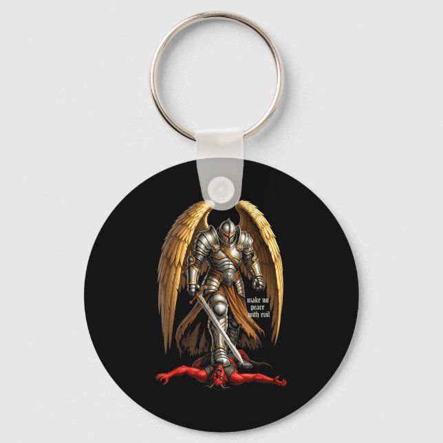 Archangel Michael Faith Design Make No Peace With  Nyckelring (Framsida)