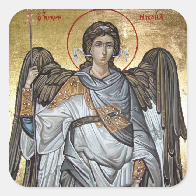 Archangel Michael Fyrkantigt Klistermärke (Framsida)