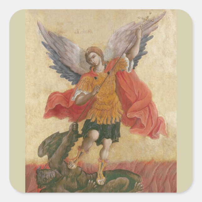 Archangel Michael Icon Fyrkantigt Klistermärke (Framsida)