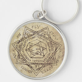 Archangel Michael Keychain, Mystical Sigil Rund Silverfärgad Nyckelring