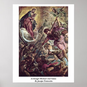 Archangel Michael och Satan av Jacopo Tintoretto Poster