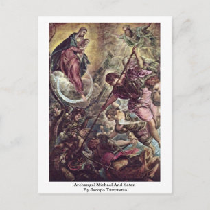 Archangel Michael och Satan av Jacopo Tintoretto Vykort