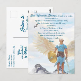 Archangel Michael Protection Courage Blue Prayer Vykort