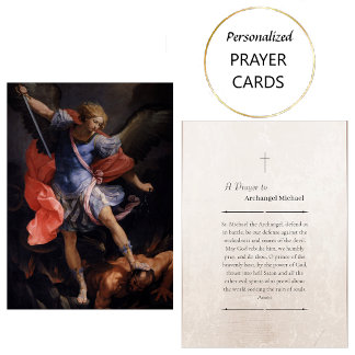 Archangel Michael Roman Catholic Prayer Card       Placeringskort