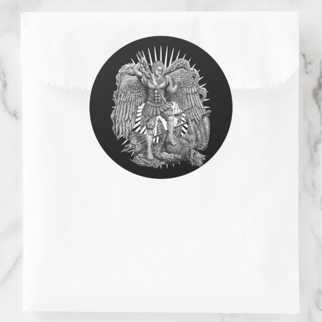 Archangel Michael Runt Klistermärke (Väska)