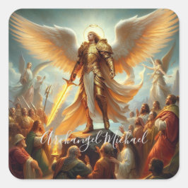 Archangel Michael Square-etikett Fyrkantigt Klistermärke