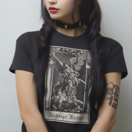 Archangel Michael Tarot Card Religiösa Art Gothic T Shirt