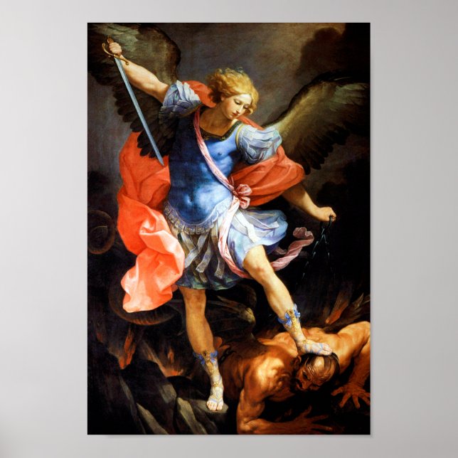 Archangel Michael tramples Satan, Guido Reni Poster (Framsidan)