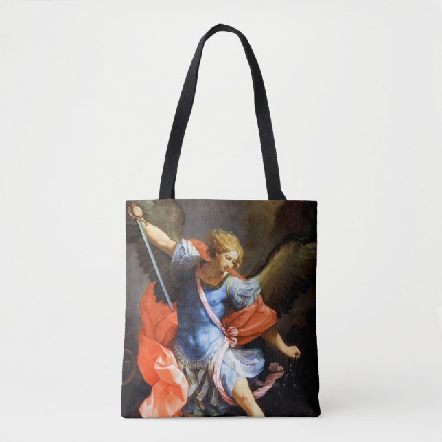 Archangel Michael tramples Satan, Guido Reni Tygkasse (Framsida)