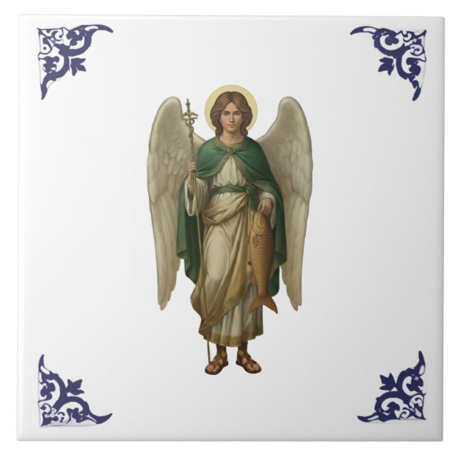 Archangel Raphael Angel Religious Art Kakelplatta (Framsidan)