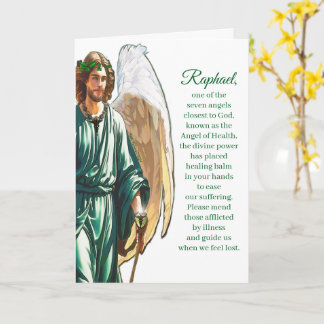 Archangel Raphael Healing Angel Prayer Card –White Kort