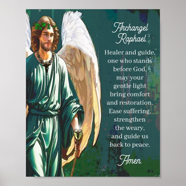 Archangel Raphael Healing Prayer Wall Art Print Poster (Framsidan)