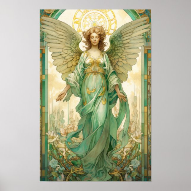 Archangel Raphael i Pastel Färg - Art nouveau S Poster (Framsidan)