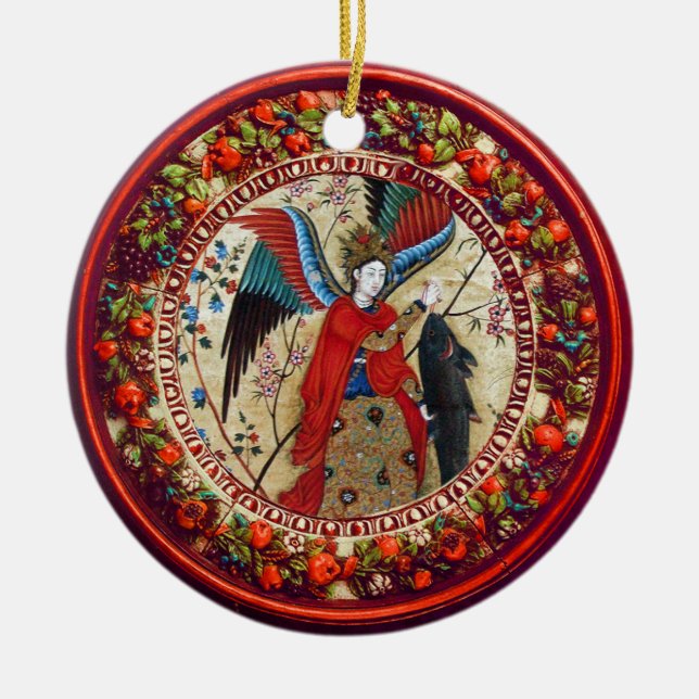 ARCHANGEL RAPHAEL OCH FISKEPARCHMENT JULGRANSPRYDNAD KERAMIK (Framsidan)