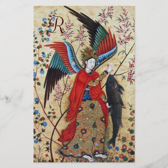 ARCHANGEL RAPHAEL OCH FISKPARCHMENT MONOGRAM BREVPAPPER (Framsida)