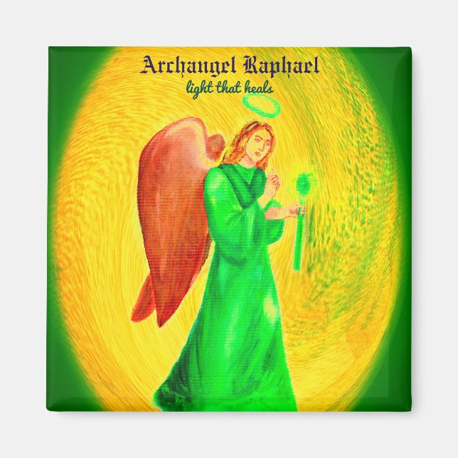 Archangel Raphael Square Magnet (Framsidan)