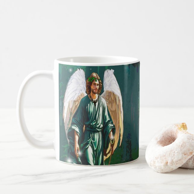 Archangel Saint Raphael Full Image Healing Angel Kaffemugg (Med munk)