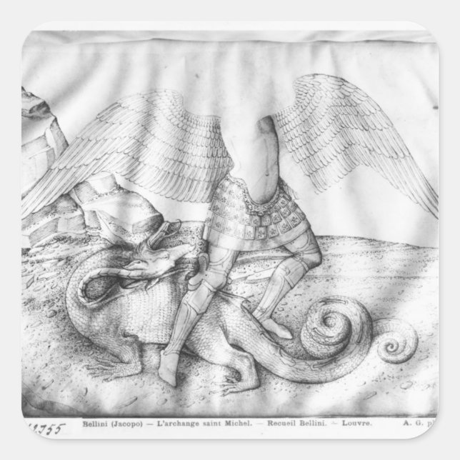 Archangel St. Michael, 1450 Fyrkantigt Klistermärke (Framsida)