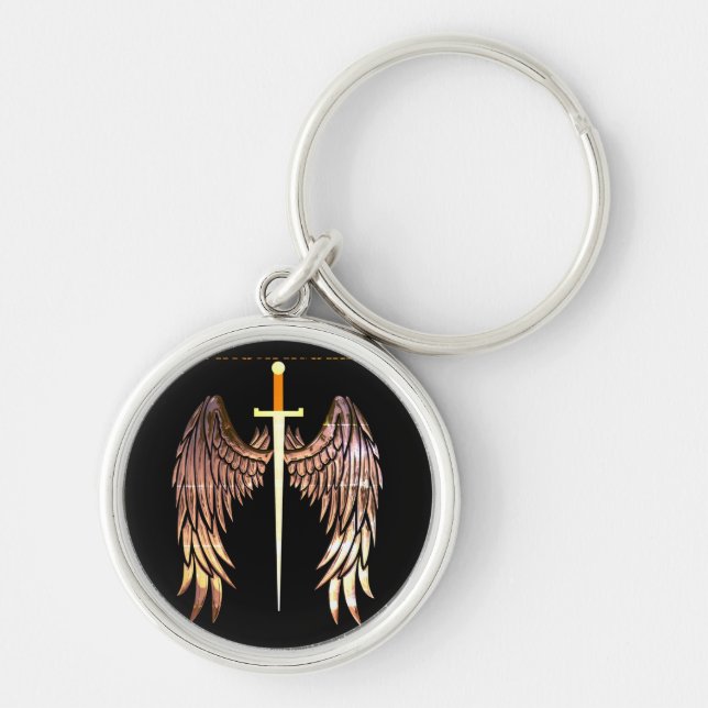 ARCHANGEL SWORD RUND SILVERFÄRGAD NYCKELRING (Framsidan)
