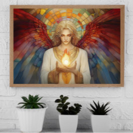 Archangel Uriel The Flame of God Rainbow Mosaic Poster