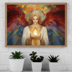 Archangel Uriel The Flame of God Rainbow Mosaic Poster