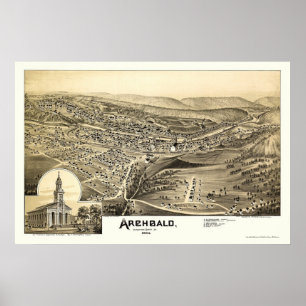 Archbald, PA Panoramic Karta - 1892 Poster