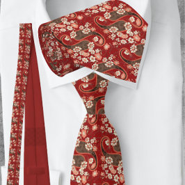 Archduke Red & Brown Paisley NeckTie Slips