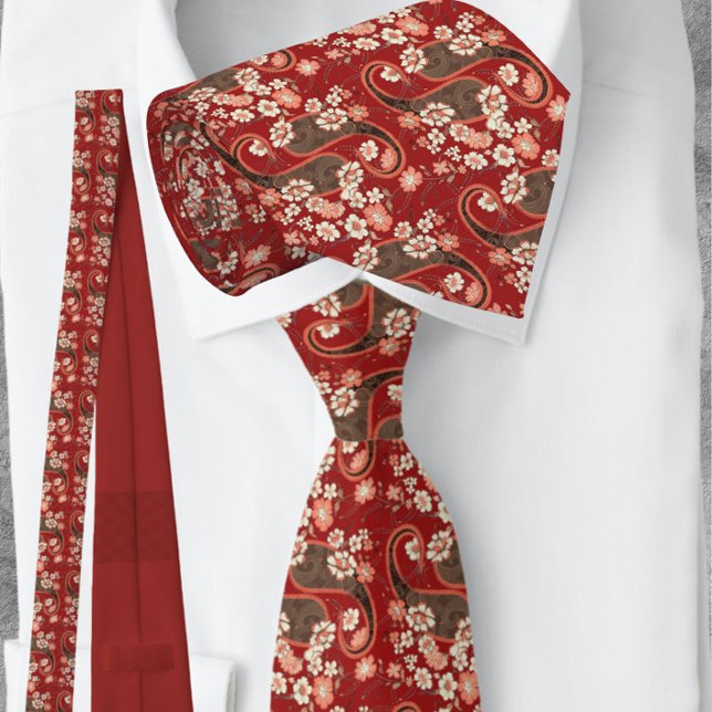 Archduke Red & Brown Paisley NeckTie Slips (Skapare uppladdad)
